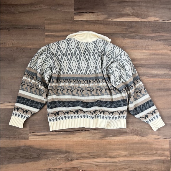 Vintage American Priority Knit Zip Sweater Geometric Southwestern Design XXL - Picture 8 of 16
